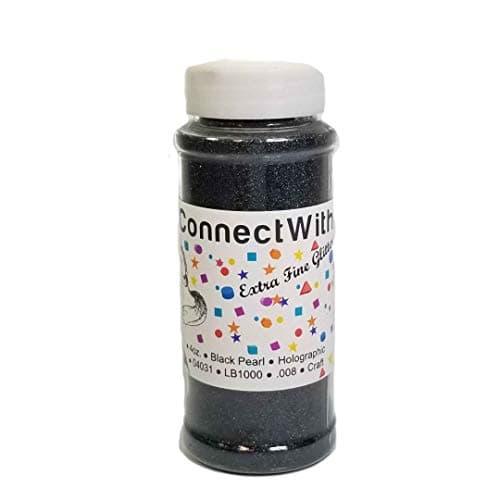 iConnectWith Glitter – Black Pearl, Extra Fine Holographic Glitter; Multi-use for Crafts, Decorations, Nail Art, Makeup, Tumblers, Resin Art, and DIY Projects