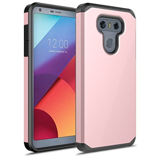 LG G6 Case, Hasting [Drop Protection] Dual Layer Shockproof Hard Hybird Slim Defender Armor Protector Cover for LG G6 (Rose Gold)