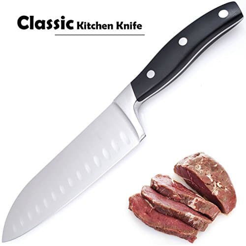 Classic Kitchen Stainless Steel Santuko Knife with Good Grip, 7-Inches