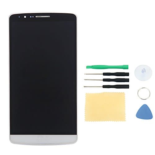 Vamery Replacement Display LCD &amp; Touch Screen Digitizer Assembly with Frame for LG G3 D850 VS985 LS990 White + Repair Tools