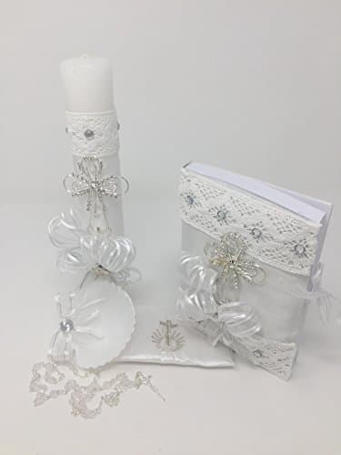 Baptism candle cristal cross details