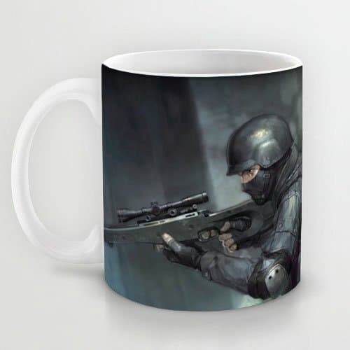 Great Gift Choice - White 11 oz Classic White Ceramic Mugs Designer Mugs with Cool Counter Strike Wallpaper Coffee Mugs/Tea Mugs/Drink Cups - Dishwasher and Microwave Safe