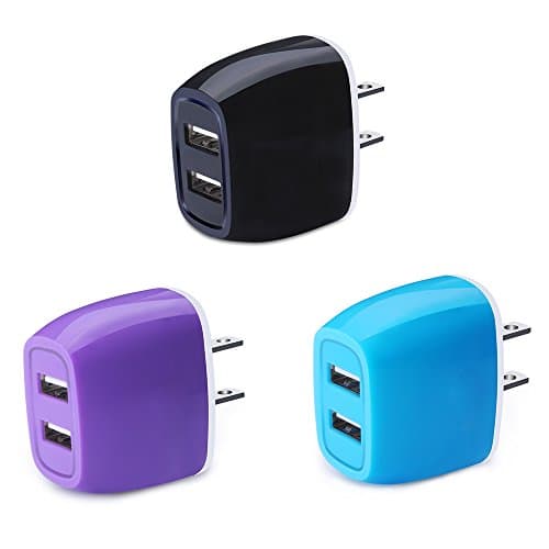 Wall Charger, Kakaly 3-Pack 2.1Amp USB Wall Adapter Dual Port Quick Charger Cube for any iOS or Android Devices: iPhone, iPad Samsung and More.Charger Base,Charger Brick ,Charger Blocks, USB Brick