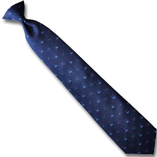 Mens Woven Blue with Squares Pattern Clip-On Necktie (Medium: 19 inch)
