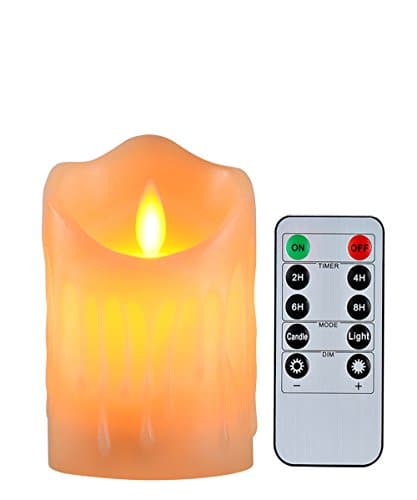 Flameless Candles with 10 Key Remote Timer Flickering Tear Wave Shaped Tealight Real Wax Simulate Dripping led Candles Battery Operated Safe for Indoor Outdoor Decor (3"x3.5")