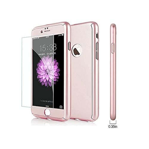 iPhone 7 Plus Case , TUTUMU 360 Angle Full Protection Slim Cover [Tempered Glass + Front Case + Back Case] (Rose Gold 【5.5】)