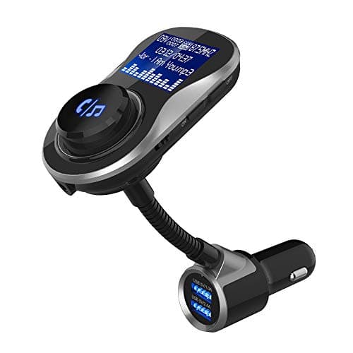 FM Transmitter, Bluetooth FM Transmitter Wireless Radio Adapter Handsfree Car Charger Kit with Dual USB Ports and 1.4" Display Screen, AUX Supportable