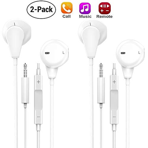 AXELECT 2pack Headphones Compatible for iPhone 6, 3.5 mm Earphones with Microphone Stereo Earbuds with Remote Noise Cancelling Headsets for Samsung Galaxy S8 S7 S6 and More Android Smartphones