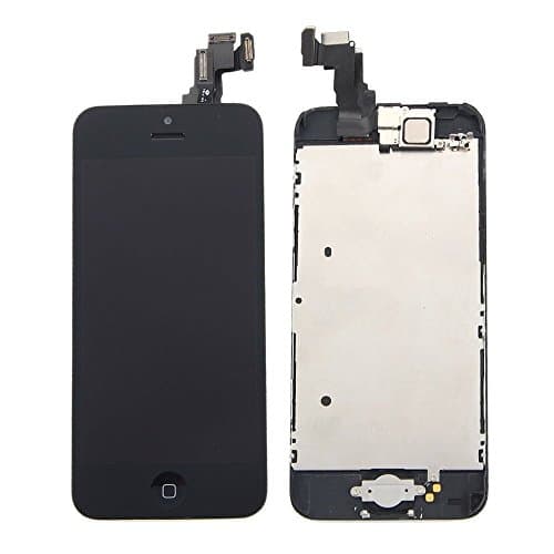 Nasin Touch Screen for iPhone 5C+ LCD Display &amp; LCD Shield Plate + Spares Parts (Front Camera + Home Button + Earpiece Speaker) with iPhone 5C (Black)