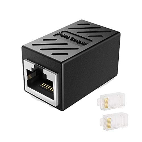 CAIVOV RJ45 Coupler, Ethernet Coupler,Black Shielded Ethernet Cable Extender Adapter for Cat7/Cat6/Cat5e, Female to Female, Support 100BASE-TX (Black-1Pack)