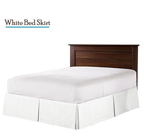 Greatest M's Real 600 Thread Count Split Corner Bed Skirt / Dust Ruffle [KING Size,Solid White] 18" inches Drop Egyptian Cotton Quality [Wrinkle &amp; Fade Resistant] Bed skirt.