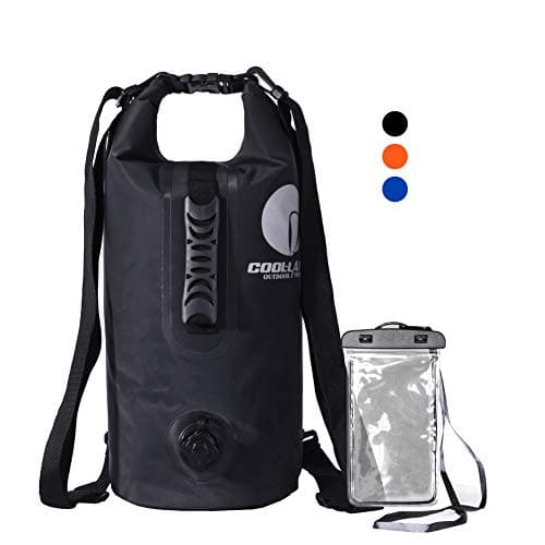 COOL LAND Waterproof Dry Bag Sack - Roll Top Backpack with Inflatable Nozzle for Kayaking, Boating, Fishing, Rafting, Swimming, Camping Includes Waterproof Phone Case