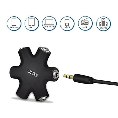 ONXE Multi Headphone Splitter,3.5mm Headset Earphone Jack Audio Adapter adapter Converter Connector 1 Male to 2 3 4 5 Female Cable (1Pack, Black)