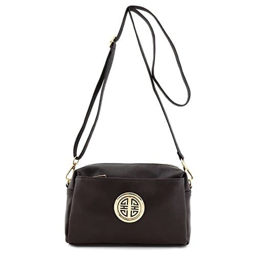 Triple Zip Small Crossbody Bag with Emblem