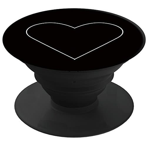 Multi-Function Holder Expanding Stand and Universal Finger Holder,With Anti-fall for Smartphones and Tablets Grip(iPhone/iPad/Samsung/LG) (White Heart Black)