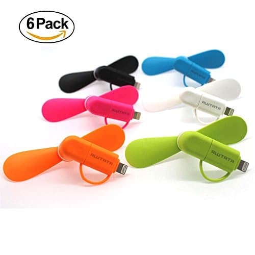 6 pieces/ USB Mini Fan Portable 2 in 1 Micro USB Fan Hot Weather Electronics USB Phone Fan for iPhone 6/6S & 6 Plus/6s Plus & iPhone 5/5S (Micro USB 2.0)Android and Samsung Phone By Alutata