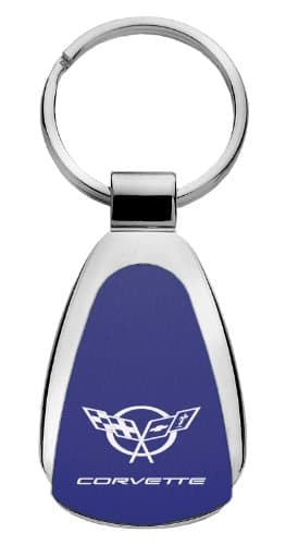 Chevy C5 Corvette Teardrop Shaped Key Chain Blue