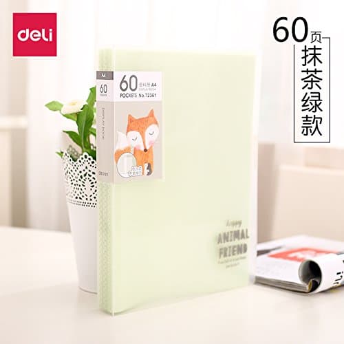 Mafei Folder File Socialservices Folder/Students/Inserts/Multilayer Transparent Bag Paper Clip Clip Folder A4 Sheet Music,The Side-Matcha green-60 Page