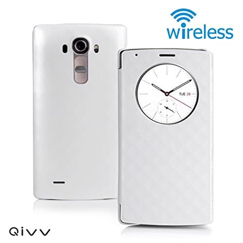 QIVV LG G4 Quick Circle Case Wireless Charger Qi Wireless Charging Receiver Cover Case with Wireless Charging | Smart View & NFC | Smart Wake Up | Sleep View Window Protective Phone Case(White)