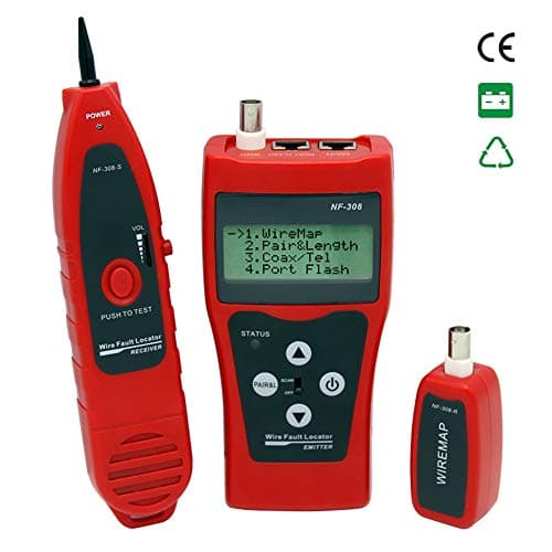 Network Cable Tester, KKmoon Multi-functional LCD Network Cable Tester High Precision Line Finder Coaxial Line Tester RJ11 RJ45 Wire Length Finder with 1 Remote Adapter