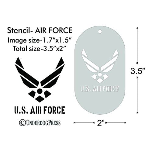 Stencil- U.S. Air Force, 1.7x1.5 Inch Image on 3.5x2 Border, Size 1