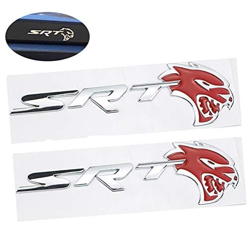 Windcar 2pcs DODGE CHARGER HELLCAT SRT Hell Cat Fender Trunk Emblem Badges for Dodge Challenger Charger (Red)