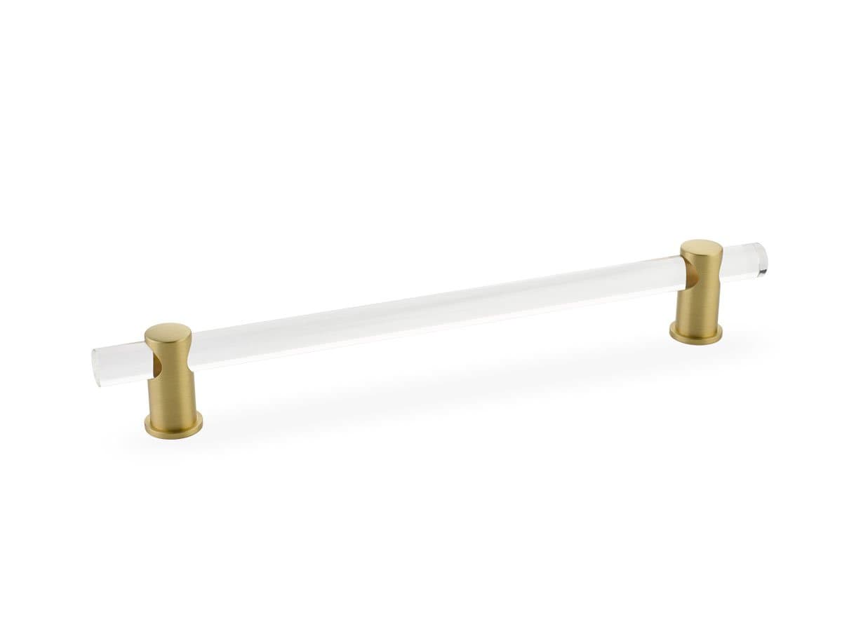 Schaub Lumiere Collection 8 in. (203mm) Adjustable Clear Acrylic Pull, Satin Brass - 408-SB