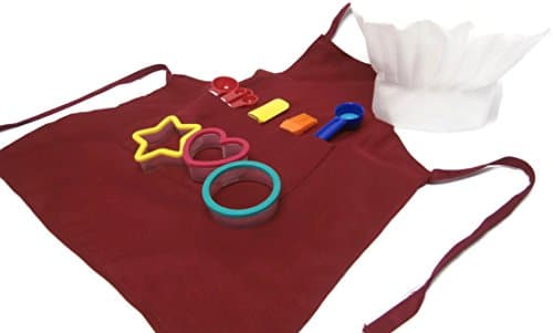 Childrens Baking Set With Apron, Chefs Hat, And 7 Piece Tool Set (Red)
