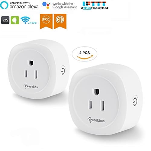 Smart Wifi Plug Outlet Compatible with Alexa Echo Google Home IFTTT, Geekbes 2 Packs Mini Smart Wifi Socket Plug Timing Function No Hub Required Control Your Appliances from Anywhere for IOS Android