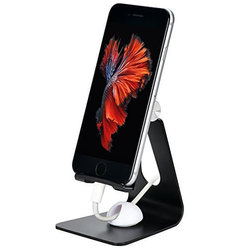 HCTEXL Adjustable Aluminum Stand Bracket with 2x Cable Clamps for 4-10 Inch Phone / Tablet /E-reader (Black)