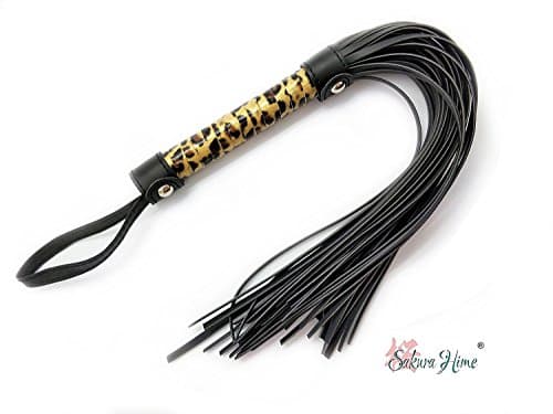 Sakura Hime Premium Leather Whips Costume Cosplay Kit, Leopard Pattern Whip