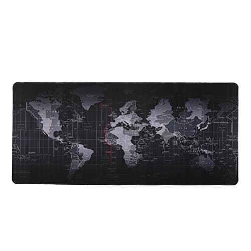 Gaming Mouse Pad Large Extended Stitched Edges Waterproof Mouse Pad Accuracy Optimized for All Computer Mouse Sensitivity MMO and Sensors Fits Both Mouse &amp; Keyboard (Map, 900mm×400mm×2mm)