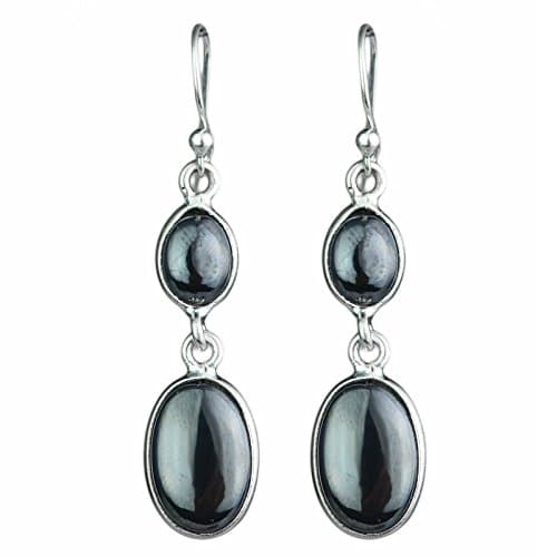 Hematite gemstone 925 Sterling Silver dangle earrings 4.42 gms
