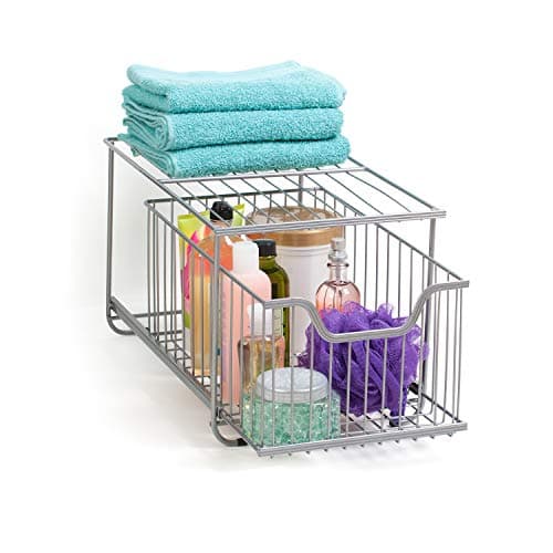 UNDER CABINET STACKABLE SLIDING DRAWER ORGANIZER - LARGE - SILVER