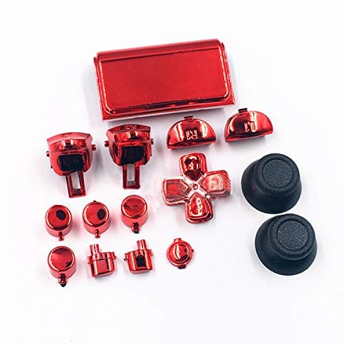 New Dpad L2 R2 L1 R1 Trigger Button Buttons Dpad Thumbsticks for PS4 Pro Slim JDM 040 JDS040 JDM 050 JDS050 4.0 5.0 Versions Controller - Chrome Red