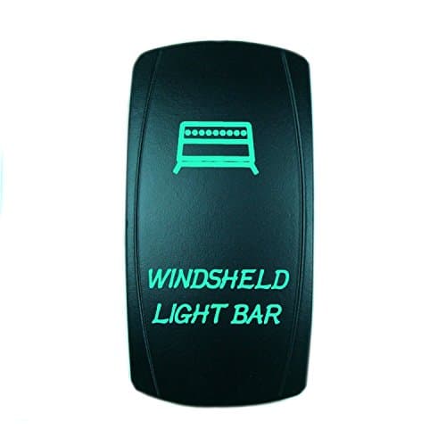 QUNQI STAR 5 pin Laser Backlit Rocker Switch WINDSHIELD LIGHT BAR 20A 12V On/off LED Light Toggle Switch (Green)