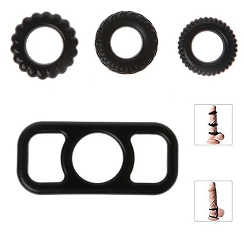 4Pcs Sretchy Silicone Cɔ-Ck Ring Waterproof Black
