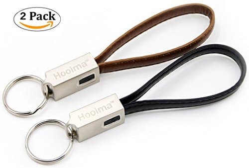 PowerOnKey PU Leather iPhone Cable (Pack Of 2): Fast Charging And Data Transfer Cord For Apple Devices, Stylish Lightning Smartphone Cable, Discreet Keychain Ring Design – Black & Brown