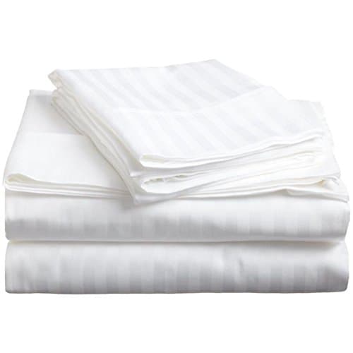 ACS Bedding 350-Thread-Count Egyptian Cotton Luxurious &amp; Super Soft 1-PC Button Closure Duvet Cover Full/Double Striped White With Affordable Price