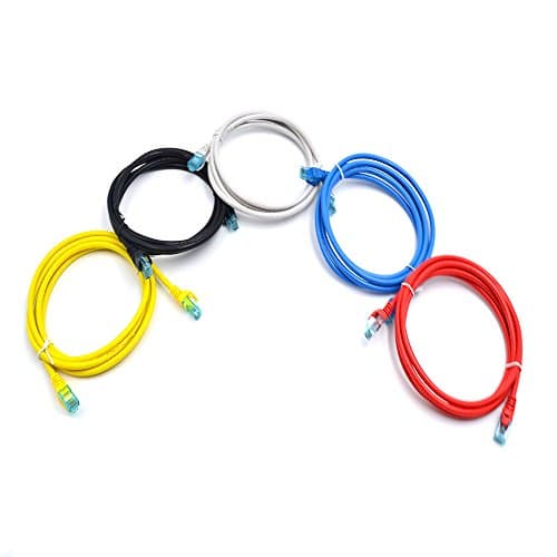 WONTERM RJ45 Cat6 Ethernet Patch Cord 5 FT （1.5 Meter）in Electronics Copper Computer Networking Cable (5 Pack) PVC Jacket-Multi Color (Grey / Black / Red / Yellow / Blue)