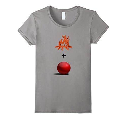 Womens funny atomic fire + ball alcoholic drinking tshirt Large Slate
