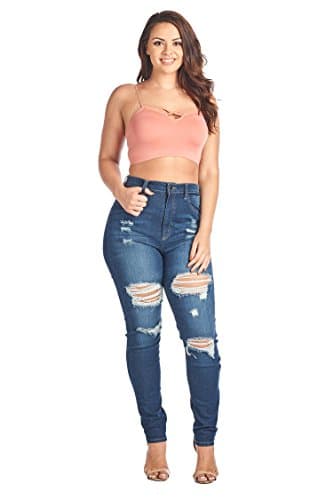 Junior Plus Women's Solid Front Caged Stretchy Bralette Ashrose 2XL-3XL