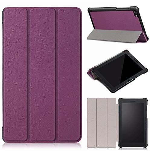 LATINTOUR Compatible with Lenovo Tab E7 Case 7.0 inch Tablet - Ultra Lightweight & Premium PU Leather Case with Kickstand Protective Case Cover for Lenovo Tab E7 TB-7104F 2018 Released -Purple
