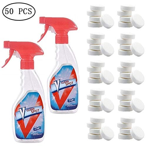 Multi Functional Effervescent Spray Cleaner Stain Remover Set With Bottle All Purpose Home Cleaning Laudry Stain Remover (2 bottle+50pcs)
