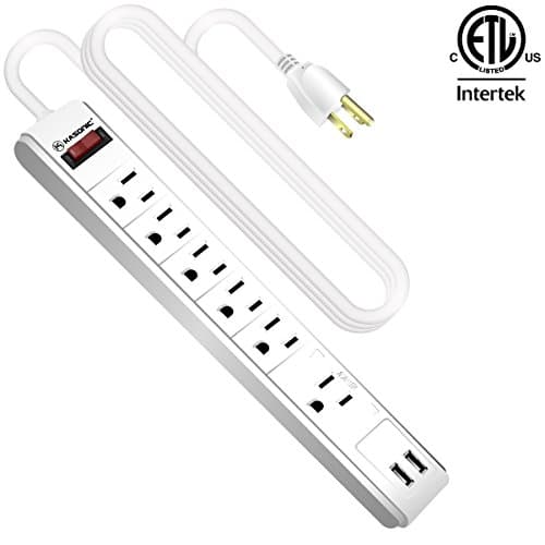 Power Strip Surge Protector, Kasonic 6-Outlet with Dual 2.1A USB Charing Ports, 6-foot long cord, a charging station for Home Office (1 Pack)