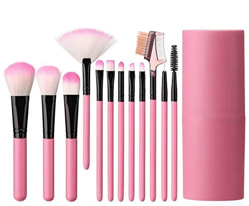 Elisel Makeup Brush Sets 12 Pcs Makeup Brushes Travel makeup brush set Eye shadow brush, foundation brush, blush brush and other cosmetic tools(Pink)