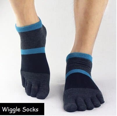 Wiggle Socks From Cerkos: Unisex Comfortable Toe Socks, Toe Separator Socks, Five Finger Socks, 5 Toe Socks, Toe Shoe Socks for Men/women (1 Pair, Dark Blue Black Ankle Socks) by Wiggle Socks