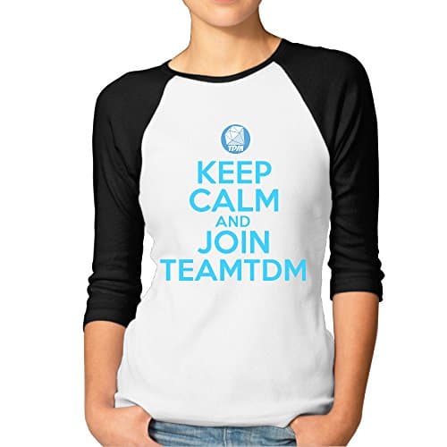 Adhra Lucky Women's Keep Clam And Join Dan Team TDM 3/4 Sleeve Baseball T Shirts/Short Sleeve/Top/Tee