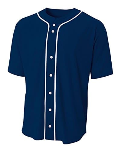 Navy Blue Youth Medium (Blank) Full-Button Baseball Wicking Jersey