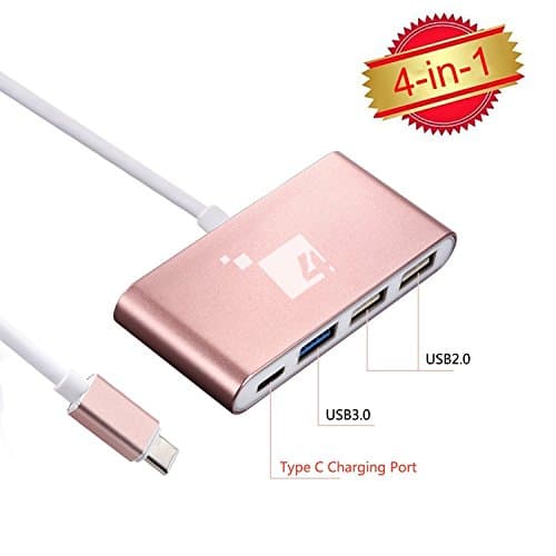 Type-C to Type-C and USB 3.0 USB 2.0 Ports Hub Adapter for New MacBook Rose Gold